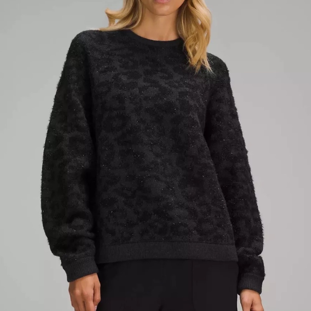 Lululemon Wool- Blend Jacquard Sweater, Leopard Graphite Grey Black, size S